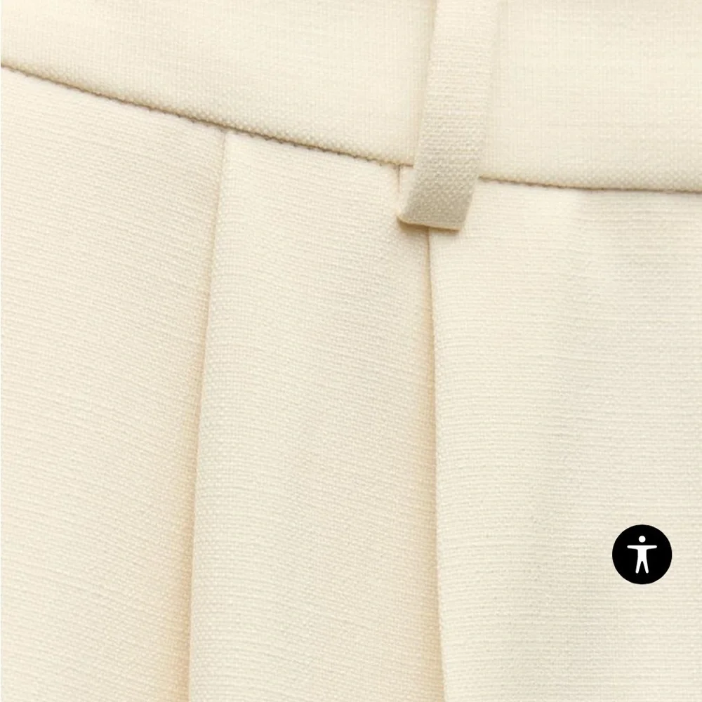 Zara NWT ecru wide leg pants with darts 7997/272 - Picture 4 of 9